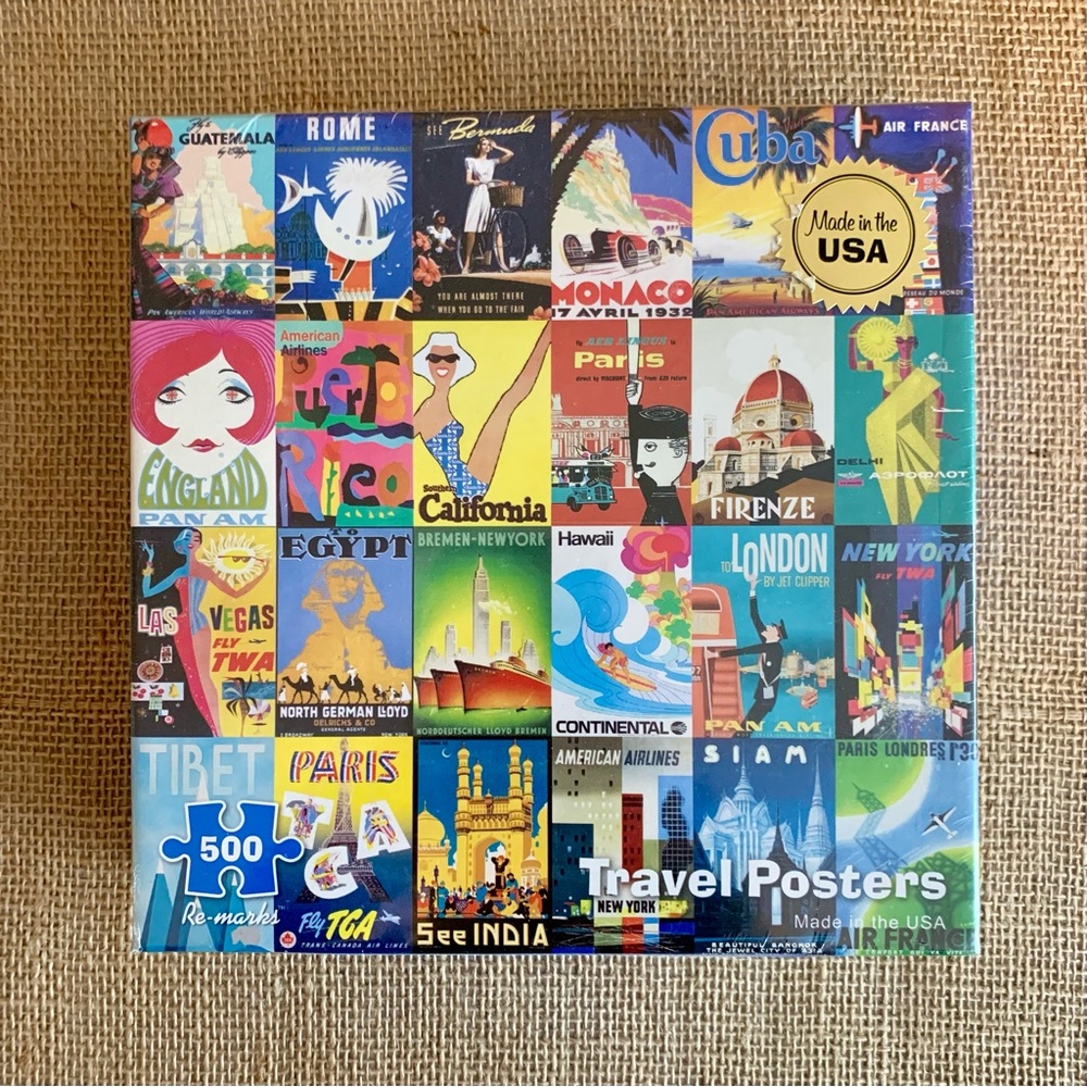 RE-MARKS Retro Travel Poster Puzzle from Barnes and Nobles 500 Pieces NIB Sealed